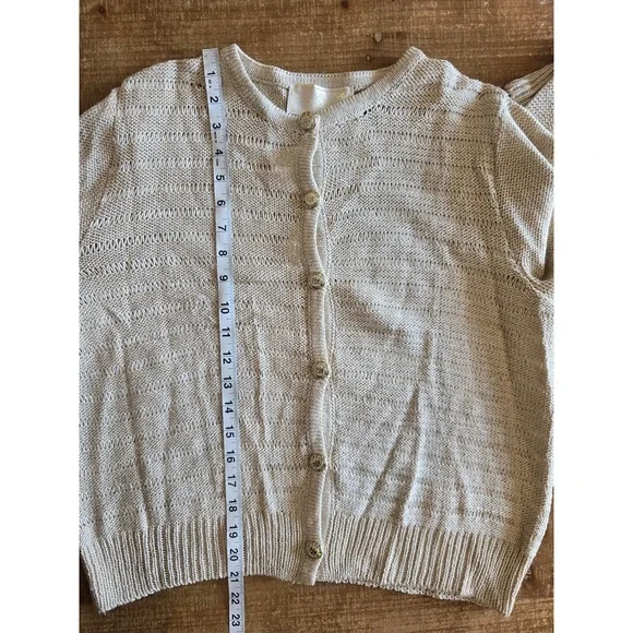 Vintage St. John Sport knit beige cardigan minimalist luxury women's size medium - Picture 3 of 8